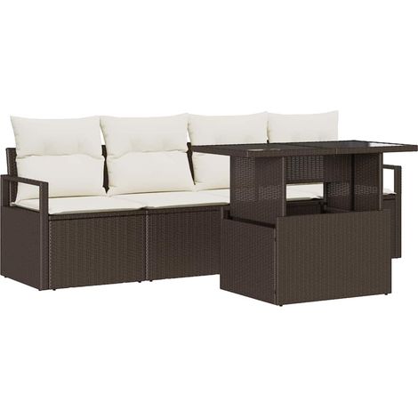 Maison Exclusive - Garten-Sofa-Set mit Speicher 5 pcs Braun Poly
