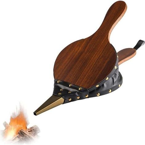 Soufflet Cheminée et Barbecue Bois, Souffleur de Cheminée Manuel, Souffleur Bois Feu, Buse en Fonte de Soufflet de Cheminée en Bois Avec Cordon Suspension, pour Cheminée, Barbecue, Camping Plein Air (1/4)