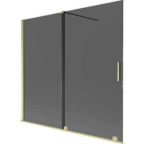 Mexen Velar mampara de bañera de 2 paneles corredera 170 x 150 cm, grafito, oro cepillado - 896-170-000-41-55 (1/2)