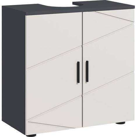 kleankin Pedestal Sink Bathroom Cabinet, Bathroom Vanity Unit with 20 x 20cm "U" Cut-Out and Adjustable Shelf, Light Grey