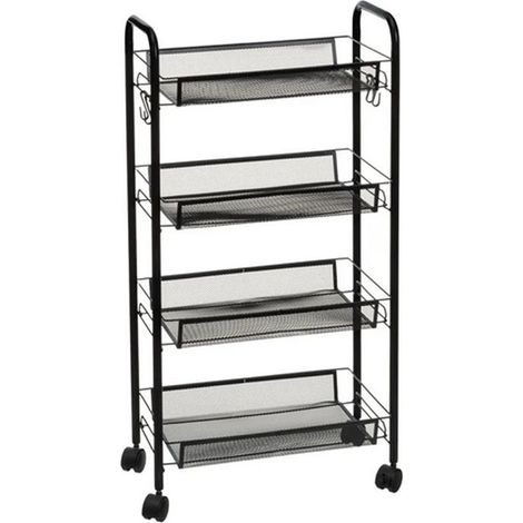 Chariot de rangement - JUANIO - 4 niveaux - 4 paniers - Roulettes - 45x27x84 cm (1/5)