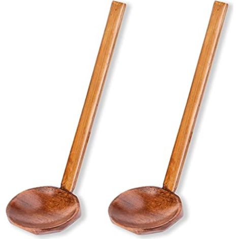 Cuillère de service en bois à large ouverture (style japonais) — 21 x 7 x 5,3 cm louche à fondue Nanmu — lot de 2 (1/5)