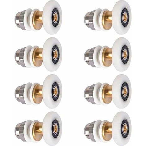 8 pièces 25mm Porte de Douche - Rouleau Roulette Roue pour Porte de Douche Roulettes Coulissantes Porte Roue de Remplacement pour Rouleau (1/4)