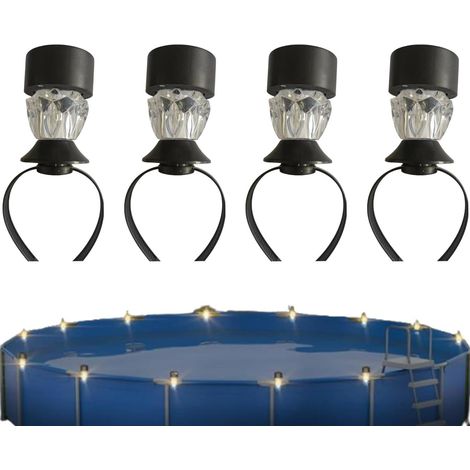 Lampe solaire de piscine encadrée, lumières de clôture LED pour piscines hors sol – Éclairage solaire de piscine encadré, lampe de nuit de piscine à cadre pour décoration extérieure (1/2)