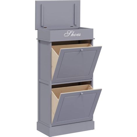 Armoire à Chaussures, Meuble Étagère de Rangement, Gris 50 x 28 x 98 cm Bois de Paulownia OIB4128E (1/5)