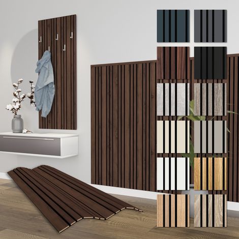 HEXIM Akustikpaneele Holz Mila 138,5x60cm flexible Wandpaneele Kombipaneel 0,83 m² Wandpaneele MDF Akustikfilz: APMH13 - Catania Oak, 4 Paneele - 3.32m²