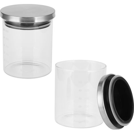 Boîte de conservation alimentaire avec couvercle en acier inoxydable et graduation, bocal hermétique de 600 ml pour la cuisine. (1/5)