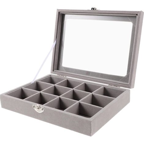 Schmuckaufbewahrungsbox für Damen mit transparentem Deckel, 12 Fächern aus Acryl und Filz, elegant und funktional für den Schminktisch (1/5)