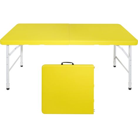 Mesa plegable portátil de 125 cm con altura ajustable, carga 135 kg, amarillo (1/5)