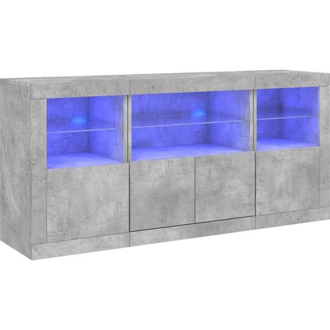 Maison Exclusive - Aparador con luces LED gris hormigón 142,5x37x (1/5)