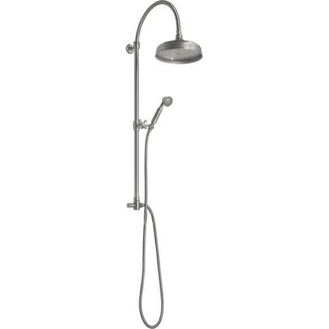 Colonne de douche ANTEA avec raccord mitigeur, douchette de tête et douchette, nickel (1/2)