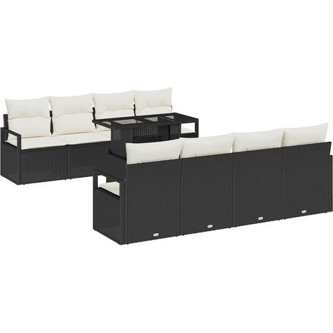 Maison Exclusive - Set Divano da Giardino 9 pz 6-Numero di posti Nero e Crema (1/5)