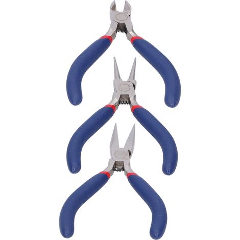 Ensemble de 3 pinces pour la fabrication de bijoux et d'objets artisanaux : pince diagonale et pince à bec fin. (1/5)