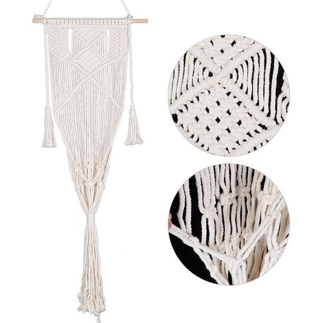 Hamac suspendu en tapisserie à pompons tissée à la main en pur coton de style nordique INS, beige, pour animaux de compagnie C-03 (1/5)