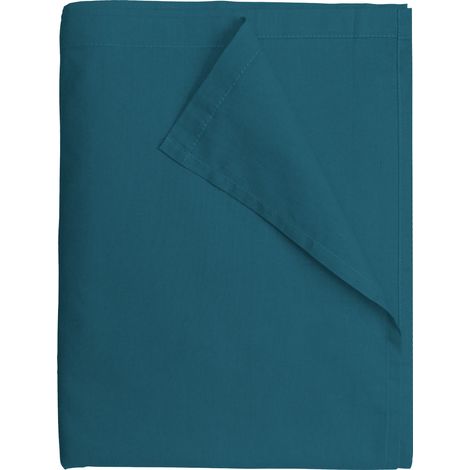 Drap Plat 240x300 cm Bleu foncé - 100% coton 57 Fils