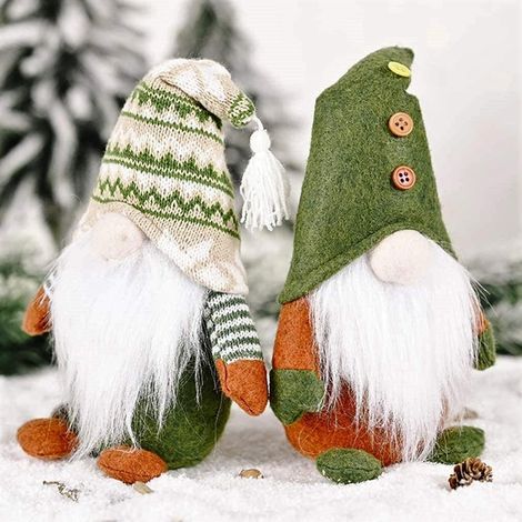 Set mit 2 schwedischen Weihnachtswichteln, entzückende Weihnachtsmannfiguren, die in einer Hand sitzen, für Kamine, Schreibtische, Weihnachtsfeierdekorationen (25 cm x 16 cm) (1/5)