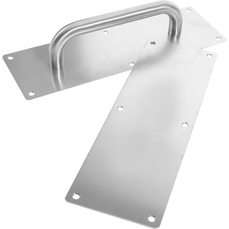 Stainless Steel Commercial Door Handle With Plate Wide Pull Handle For Interior Entrance Doors And Sliding Hardware Accessory 11.81X3.94X2.24In (1/3)