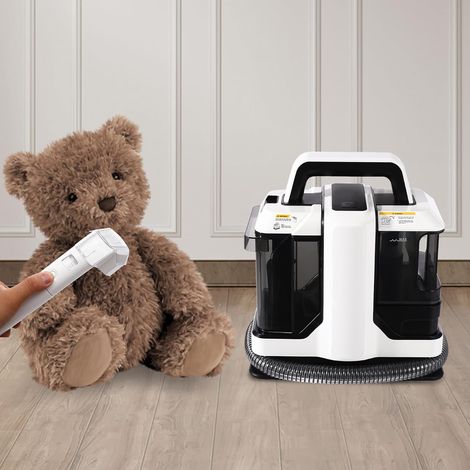 Nettoyeur de tapis portable 450 W, 30 x 21 x 34,5 cm, avec 2 brosses de nettoyage et 2 réservoirs d'eau, Nettoyeur d'intérieur pour canapés, tapis, rideaux, lits et coussins (1/5)