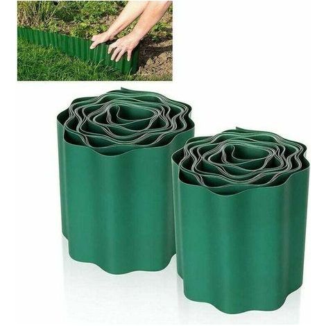 pair Aiperq 2 PCS Bordure de Pelouse Flexible 9M × 15CM, Clôture Gazon Bordure Jardin Plastique Bordurette de Jardin Bords Bordures Jardin Exterieur PVC - Bordure de Jardin Flexible Vert