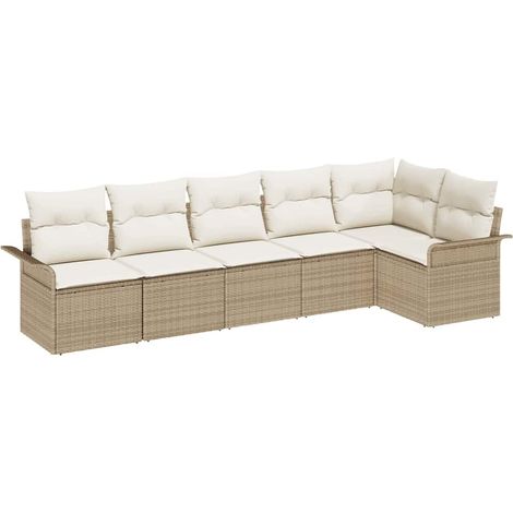 Maison Exclusive - Garten-Sofa-Set mit Kissen mit Speicher 6 pcs