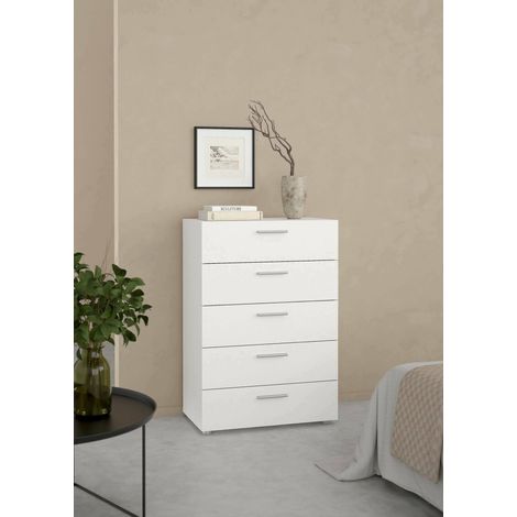Dmora - Cajonera Mavis, Cómoda multiusos, Cómoda de dormitorio, Gabinete con cajones, 70x40 h102 cm, Blanco (1/5)