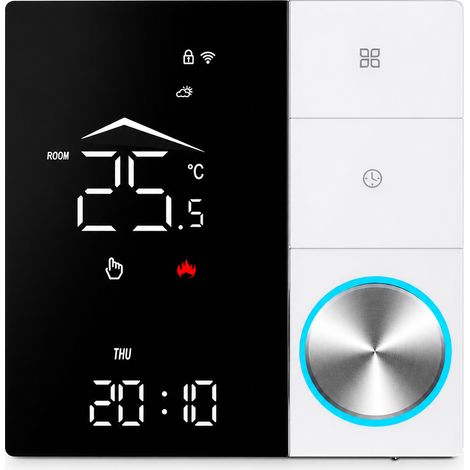 Thermostat programmable de chauffage, noir et blanc, sans Wi-Fi, relais 3 A, compatible avec chauffage hydraulique, électrique et chaudières (1/5)