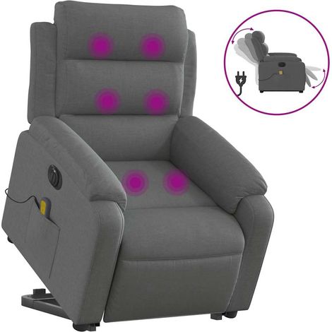 Maison Exclusive - Poltrona Alzapersona Massaggi Elettrica Grigio Scuro Tessuto