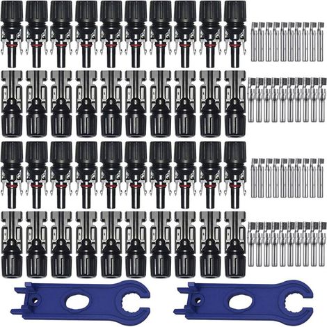 20 pares de conectores fotovoltaicos MC4, OUYLAF, macho/hembra, con sello impermeable de doble anillo, para accesorios de cable de panel solar fotovoltaico. (1/5)