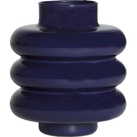 Vase art déco en verre bleu finition laquée élégante - Bleu laqué intense (1/4)