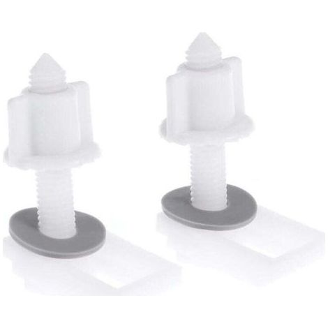 Set of 6 plastic toilet seat hinges with nuts and washers. (1/4)