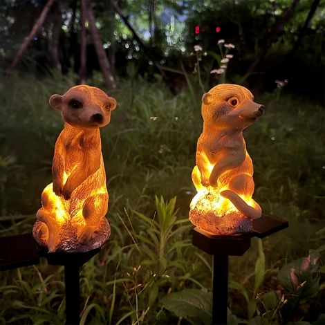 Lanterne solaire piquetée suricate en résine, lampe décorative extérieure étanche pour jardin et pelouse, lumière chaude, hauteur 45 cm (1/4)