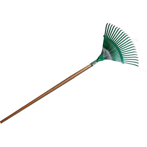 Rastrillo de jardín fijo PLUVIA de metal con mango de madera 110L