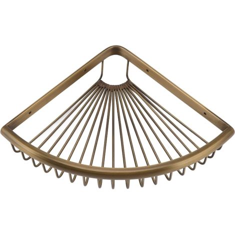 Étagère d'angle de douche, QttvbTna, laiton/acier inoxydable, fixation murale, robuste, résistant à l'humidité, idéal salle de bain, design compact, facile à installer (1/5)