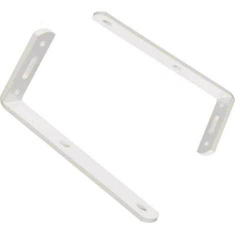 TENDAGGIMANIA Coppia STAFFE Angolari con Fori in Acciaio Pesante Laccato Bianco, Senza Saetta, Ideale per Fissaggio Mensole, scaffali, Tende, bastoni, binari, Spessore: 4 mm- Lunghezza 25 cm
