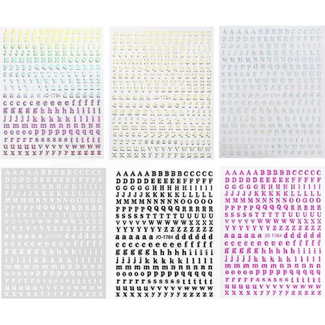 Lettre adhésives scintillantes 6 feuilles, décalcomanies alphabet pour ongles, stickers minuscules résistants à l'eau, art décoratif manucure. (1/5)
