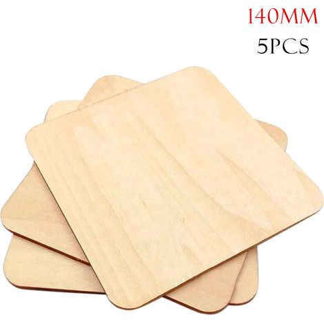 Lot de 5 pièces de copeaux de bois carrés à coins arrondis de 140 mm pour bricolage, protection de l'environnement. (1/2)