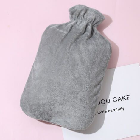 QORVA-Bouillotte d'eau chaud 2L avec couvercle souple en peluche, bouteille chauffante pour enfants et adultes (1/3)