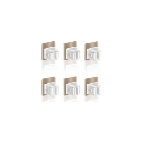 Lot de 6 crochets muraux pour balais, sans perçage, support mural pour balais pour cuisine, escaliers, salle de bain, garage (doré, lot de 6)