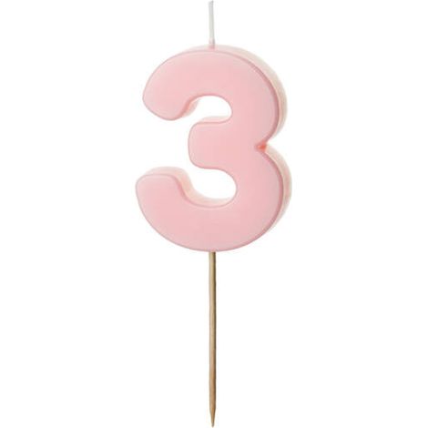 Geburtstagskerze Zahl 3, rosa, 5,5 cm (1/3)