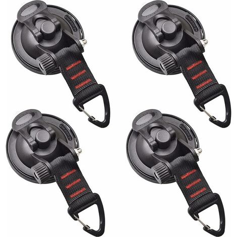 Lot de 4 ventouses d'ancrage multifonction pour voiture - Kit de fixation pour bâche de camping - Ventouse avec fixation - Pour camping-car, maison, atelier