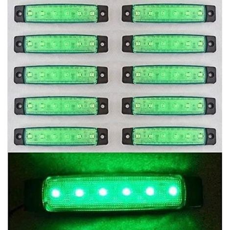 Feux De Gabarit Latéraux - LED 24 V - Vert - Pour Camion Remorque Caravane - 10 Pièces (1/3)