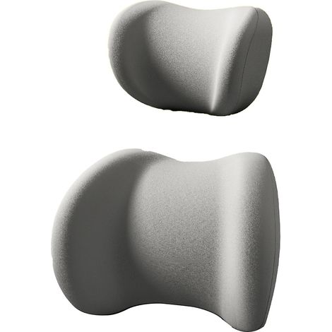 Coussin appuie-tête et coussin lombaire lavable et portable pour sièges auto, idéal pour les voyages en voiture. (1/5)