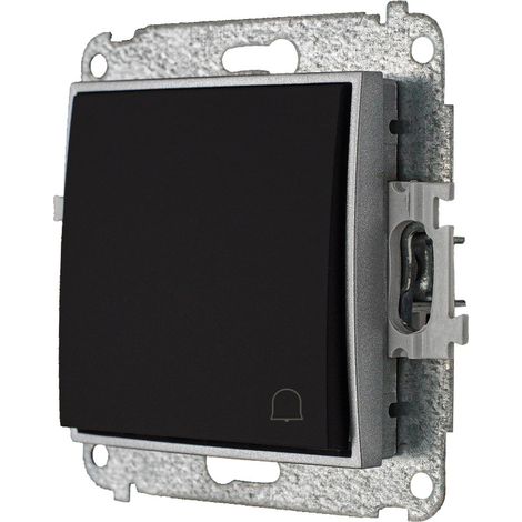 Türklingelschalter ohne Rahmen Karlik Mini Matt Schwarz/Silber (1/5)