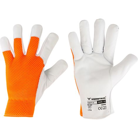 Gants de protection en cuir fluorescent, peau de chèvre, orange 9 (1/5)