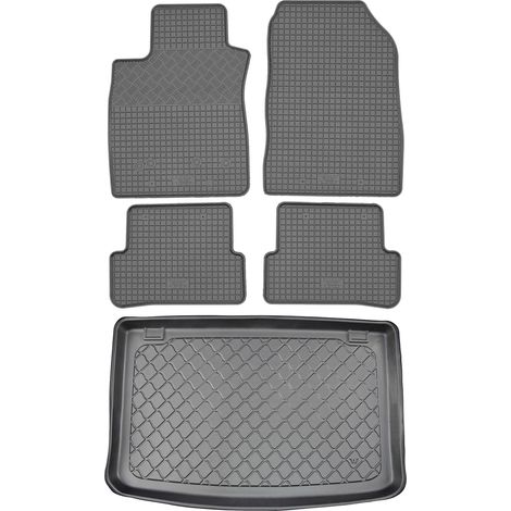 Set di tappetini in gomma per auto e tappetino per bagagliaio per Renault Clio IV Hatchback (5 porte) dal 10/2012 all'08/2019: tappetini per auto e tappetino per bagagliaio. (1/5)