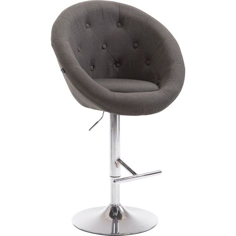 Sgabello da bar a forma di uovo dal design moderno con seduta imbottita e poggiapiedi in metallo cromato e tessuto grigio scuro TDB10335
