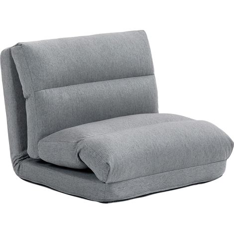 Pouf convertible en lit, dossier inclinable, pliable, jusqu'à 120 kg, 70 x 72 x 56 cm, gris (1/5)