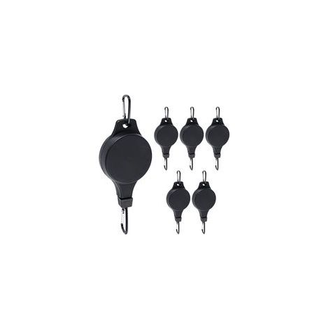 Lot de 5 poulies pour plantes suspendues, crochets robustes pour mangeoires à oiseaux, noir (1/4)