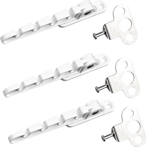 3 Pièces Limiteur Fenêtre, Limiteurs Sécurité Fenêtres, Entrebâilleur De Fenêtre à Battant, Limiteur Fenêtre à Loquet, Serrures Sécurité Fenêtres, pour Régler l'Angle Des Fenêtre (Blanche)