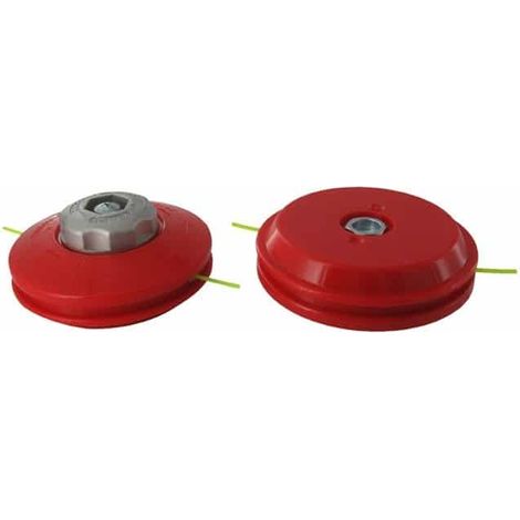 Tête de débroussailleuse à fils 2.4 mm – Modèle pro avec bouton métal – Déroulement manuel – Adaptateur 10 X 1.25 femelle gauche